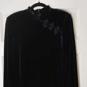 Vintage K C Spencer Mandarin Collar Velvet Maxi Dress Size 12